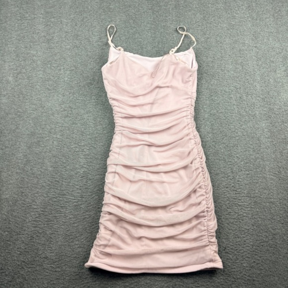Emerald Sundae Women's‎ S Small Pink Ruched Mesh Bodycon Mini Dress